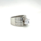 1.20 CT. T.W. Composite Round Diamond Frame Multi-Row Ring In White Gold - LA DIAMOND